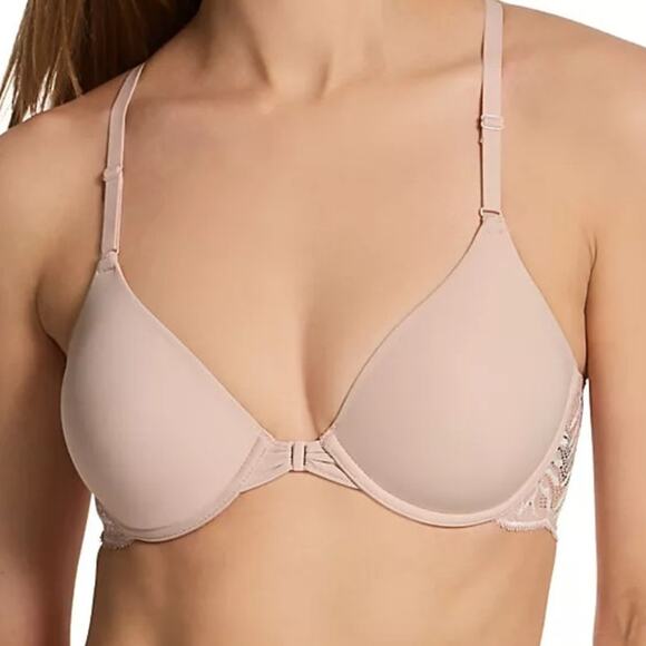 Natori Lush Front Close Contour Underwire Pink Bra #728309 Size 34D - Picture 2 of 8